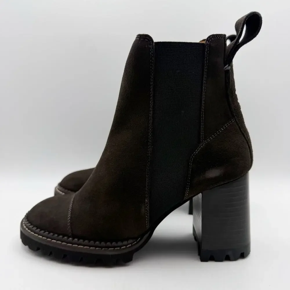 See by Chloe Womens Mallory Ankle Boot EU 37.5 US 7.5 Grey Calf Suede NIB - Picture 9 of 13